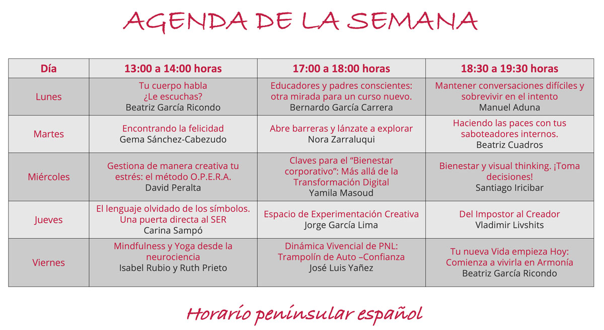 Agenda Semana de Puertas abiertas Sept. 21